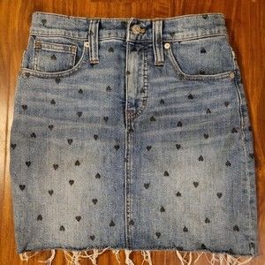 Madewell Black Hearts Denim Mini Skirt Size 26 (2) NWT